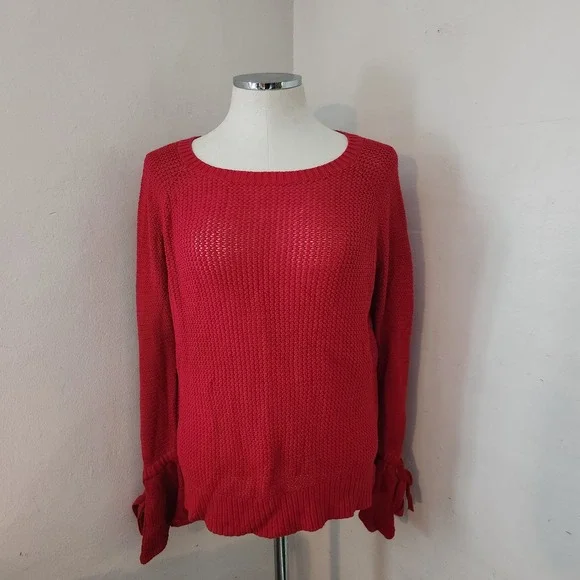 LOFT Red Bell Sleeve Sweater Women's Size Small - Picture 5 of 5